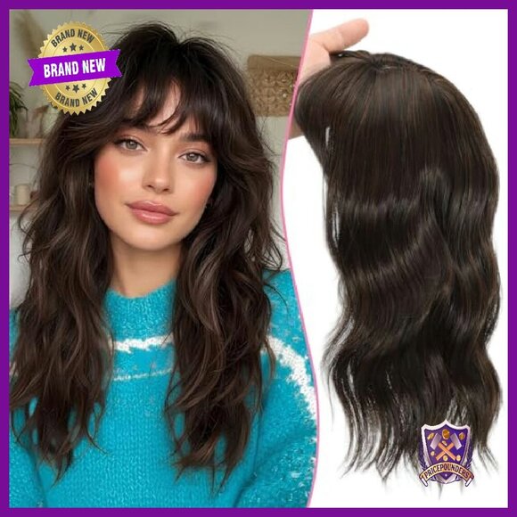 18 Inch Synthetic Hair Topper with Bangs for Thinning Hair main image 6